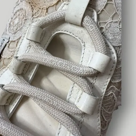 Dolce & Gabbana Lace Sneakers Beige Floral Made in Italy Women’s Size 40 - Picture 13 of 16
